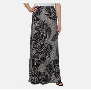 Matty M Maxi Skirt Womens S Black White Palms Stretch Long Full Length Casual